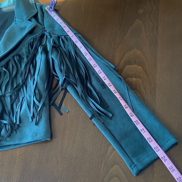 Dark Green Trendy Fringe Jacket, size M. New! - Picture 15 of 15